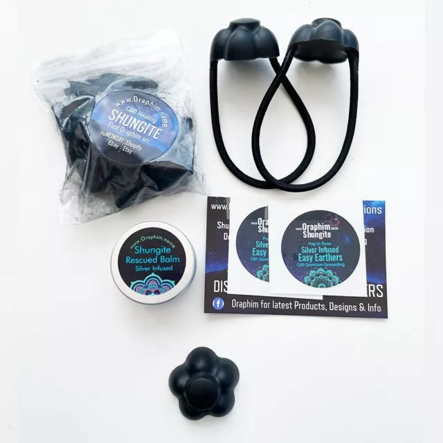 SHUNGITE ESSENTS KIT: Stickers/Balm/Stones/magnet/Easy Earthers/water toggles 2