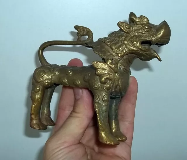 Lion Fô ou Chien Fô en bronze 500gr d'Asie Tibet - milieu XXè s°