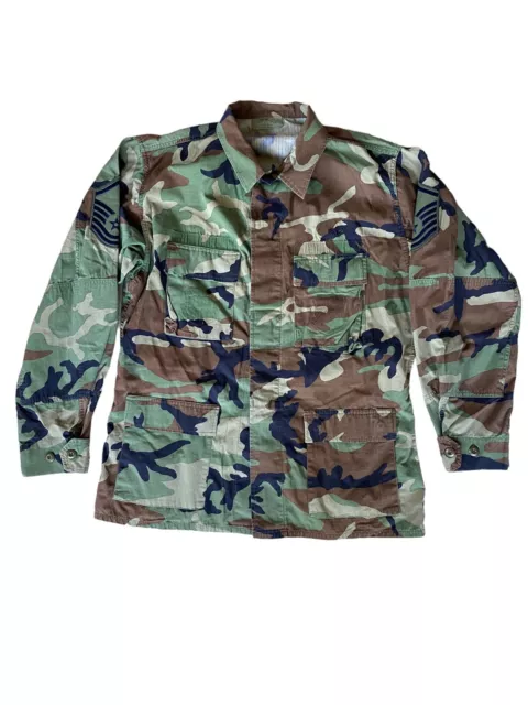 Vintage US Air Force Army MSGT Woodland Camo Hot Weather Combat Large Long Coat