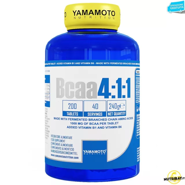 Bcaa 4:1:1 YAMAMOTO NUTRITION con Vitamine B1 e B6 200 cpr Aminoacidi Ramificati