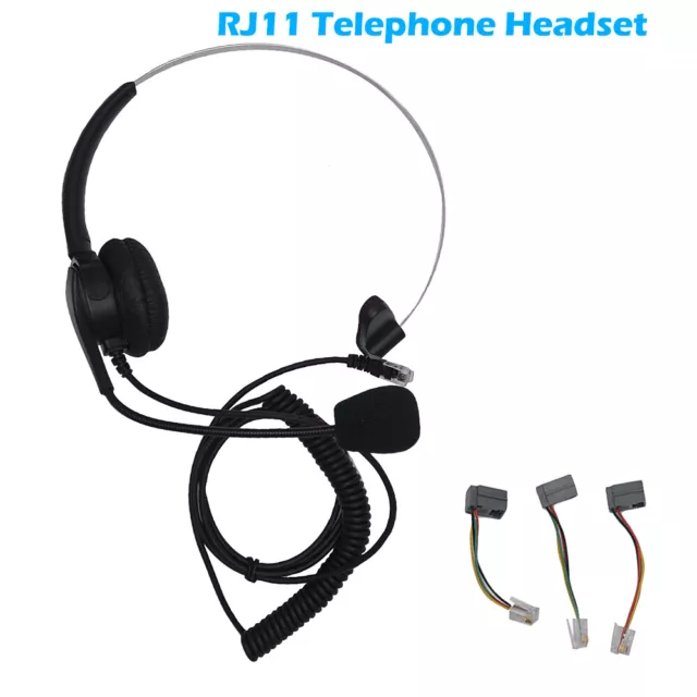 RJ11 Telephone Headset Earphone Headphone Noise Cancelling With Microphone Mic