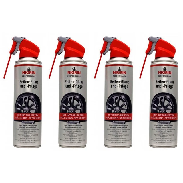 4 x Nigrin Reifen-Glanz& Pflege 500 ml 73896 Reifenglanz Gummipflege Schutz