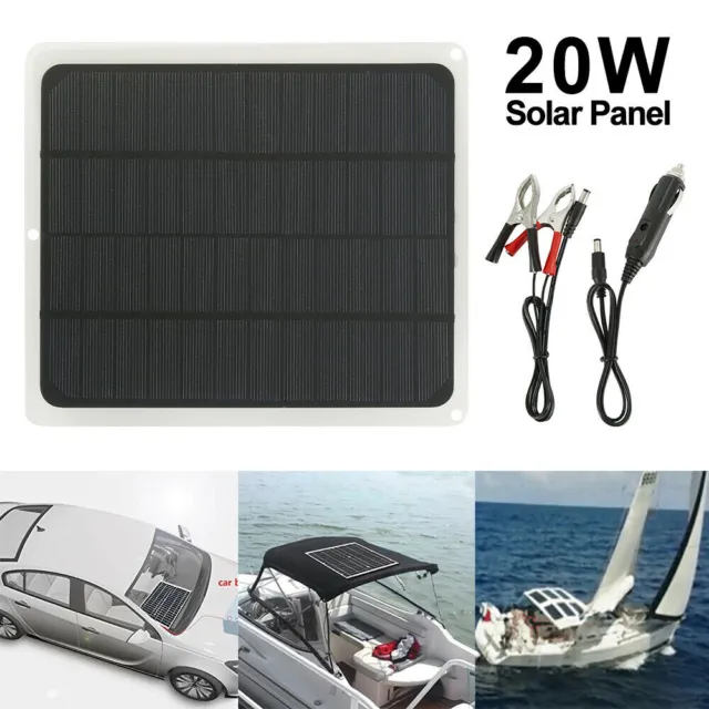 20W 12V Car Boat Yacht Solar Panel Battery Charger Power Supply Durable Outdoor