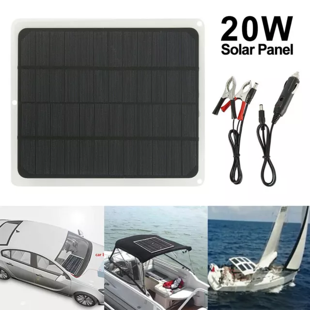 Car Boat Yacht Solar Panel Battery Charger Power Supply Outdoor New 20W 12V