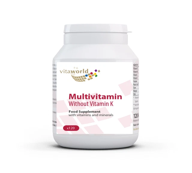 Multivitamines Sans Vitamine K - 120 Capsules Végétariennes Vita World - Fabriqué En Allemagne