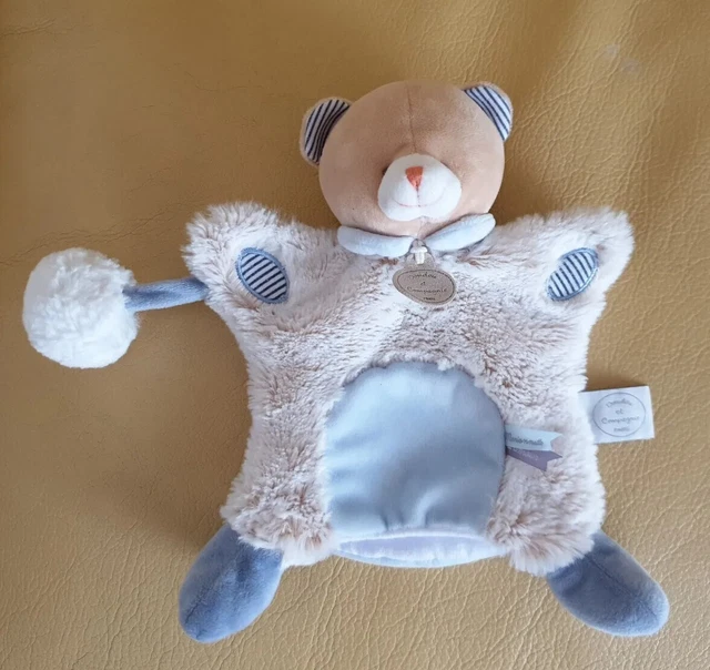 Ttbe - Doudou Et Compagnie Ours Marionnette Lovely Pistache Bleu Beige Fourrure