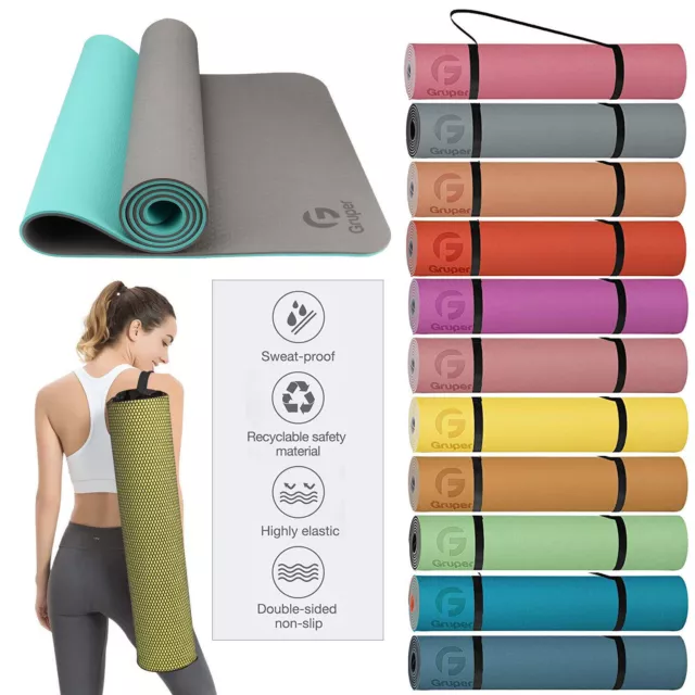 Gruper Yoga Mat Thick Non Slip Gym Mat For Exercise Fitness Pilate Workout Mat