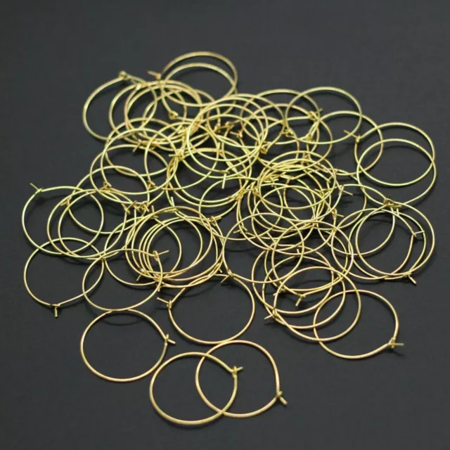 100 Golden Wine Glass Charm Rings Round Earring Hoops 20mm-35mm Jewelry Making