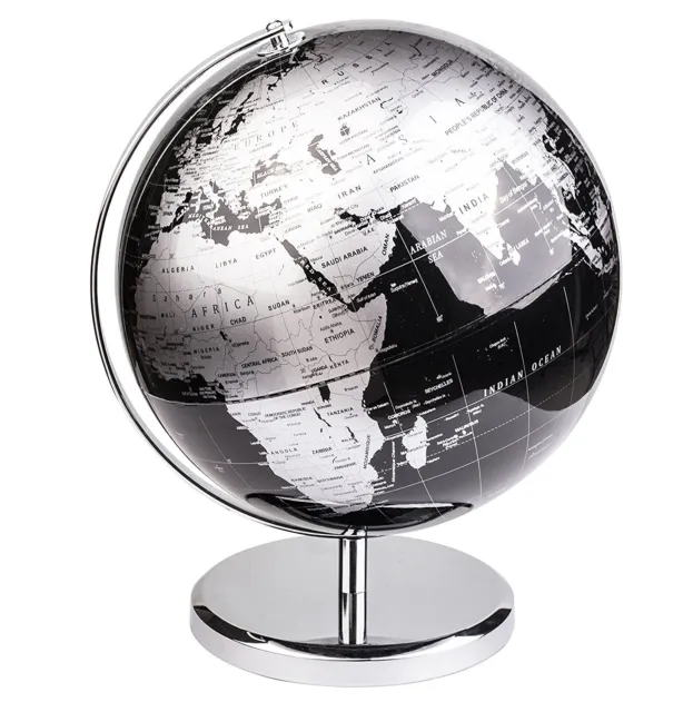 Exerz Educational Swivel World Globe Metallic Black Dia 14CM 20CM 25CM 30CM
