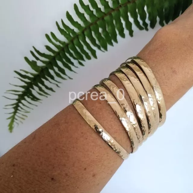 7 Set of Bangles, Solid Brass Hammered Bangle Stacking Bangles Christmas Gift Y6 2