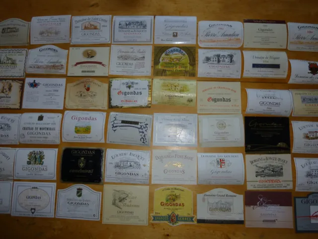 Lot + 230 étiquettes vin région GIGONDAS Cotes du Rhone wine label wein etikett