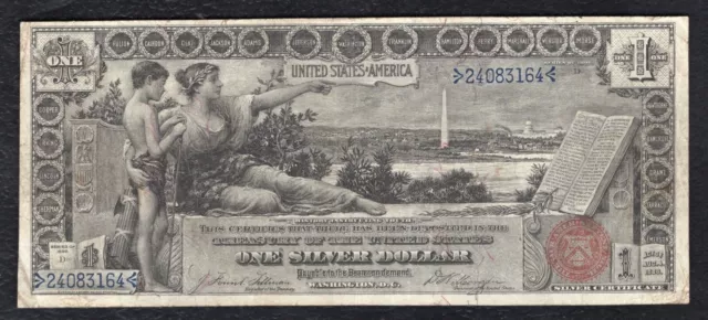 Fr. 224 1896 $1 One Dollar “Educational” Silver Certificate Note Very Fine