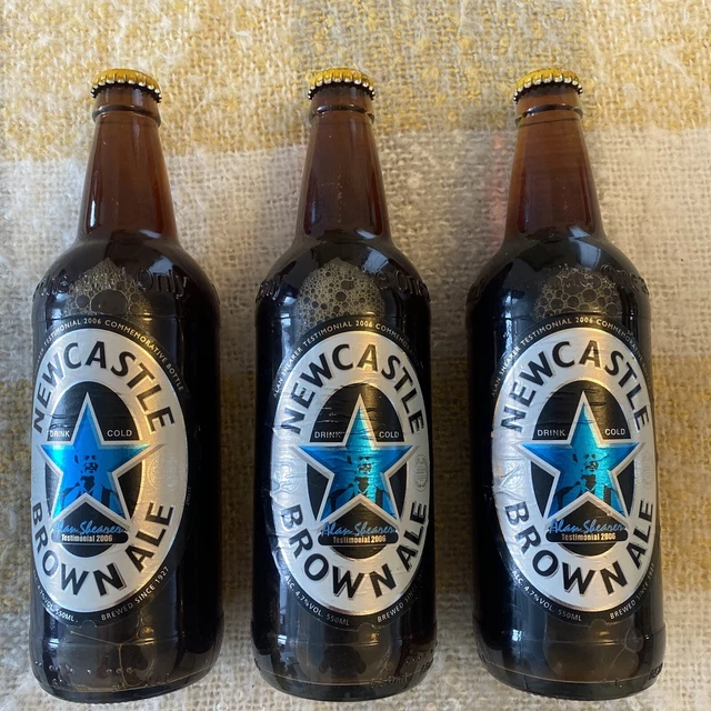NEWCASTLE BROWN ALE Alan Shearer Testimonial Bottle 2006 3x Bottles £39.99 PicClick UK