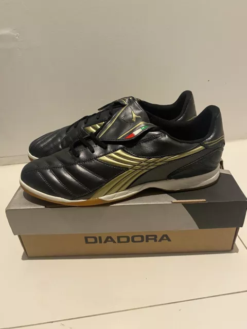 RARE Diadora LX Indoor Soccer Shoes Men’s Football - Gold/Black US 12