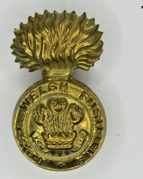 WW1 British Army Cap Badge Royal Welsh Fusiliers Regiment Brass With Slider