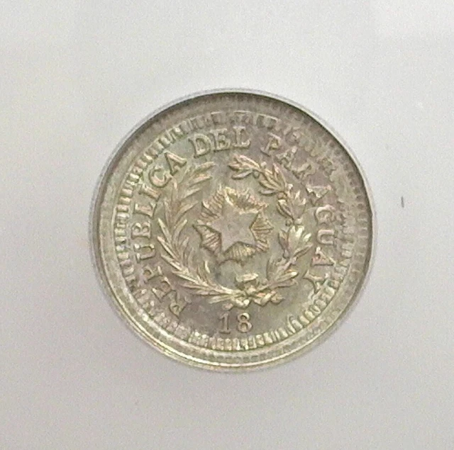 Paraguay 18Xx Silver 5C On Argentina 10C Icg Ms65 Km#26 Paraguay Pattern Die*