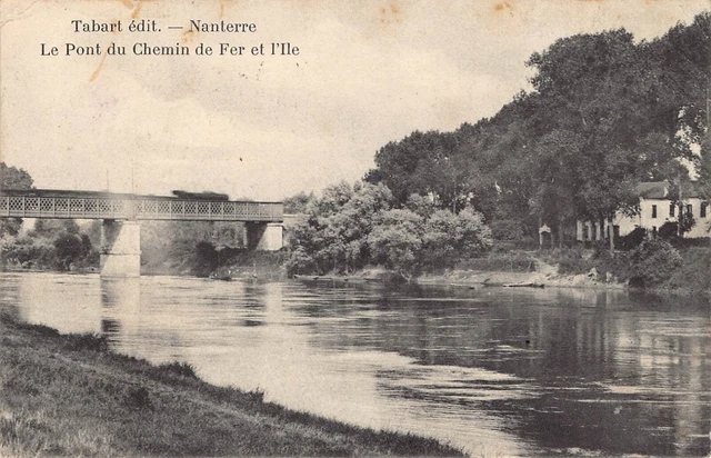Carte Postale Ancienne Dept 92 - Nanterre le Pont du Chemin de Fer et l' Ile