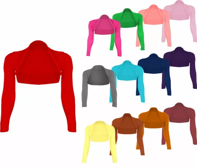Women Long Sleeve Plain Shrug Ladies Cropped Bolero Shrug Cardigan Plus Size Top