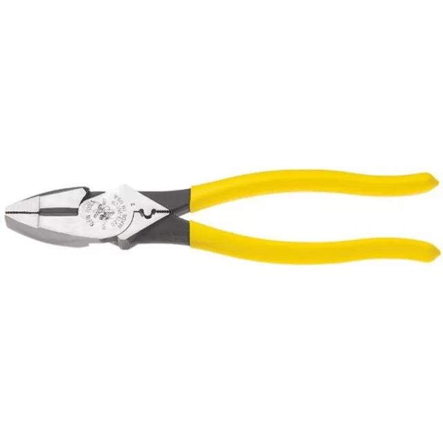 Klein Tool 9'' High-Leverage Lineman's Crimping and Side-Cutting Pliers