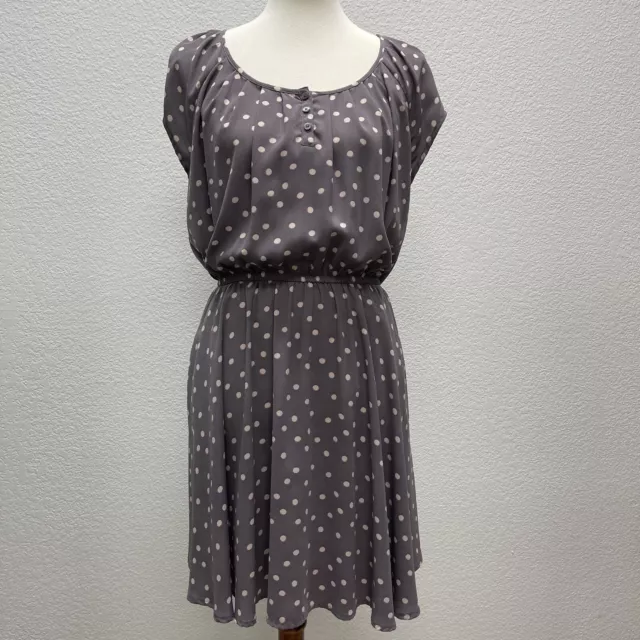 LC Lauren Conrad Dress Womens XXL Polka Dot Pleated Scoop Cap Sleeve Pockets