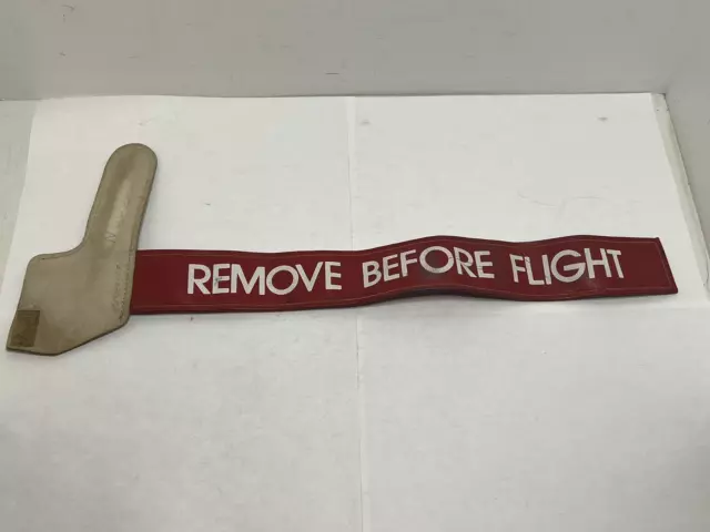 Vintage Original Faux Leather Red Remove Before Flight Aircraft Banner Flag 20"