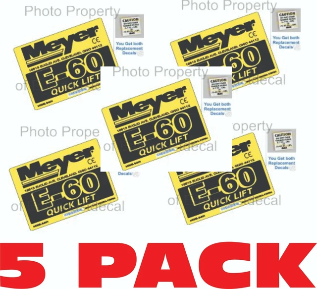 10 Snow Plow Decals = 5 Mini Torque + 5 Meyer E60 Quick Lift Pump Decals  E-60