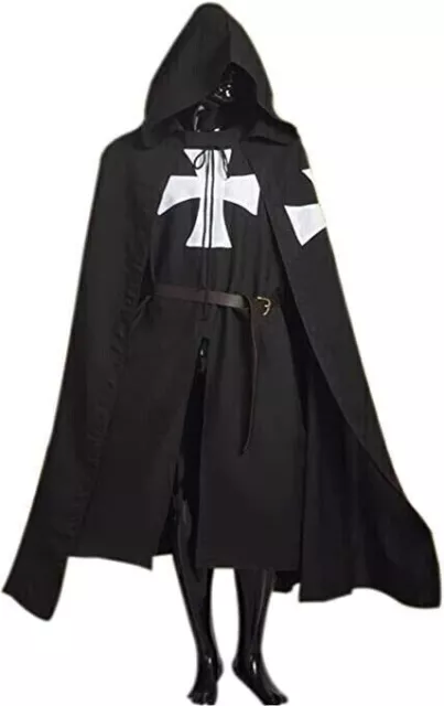 Medieval Crusader Templar Tunic Knight Black Surcoat Cloak cosplay costume cloth