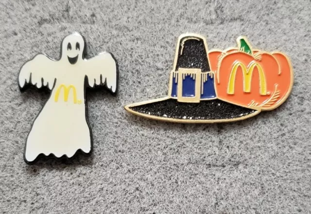 2006/2007 McDonald's Enamel Halloween Pins Ghost Witch Hat Pumpkin