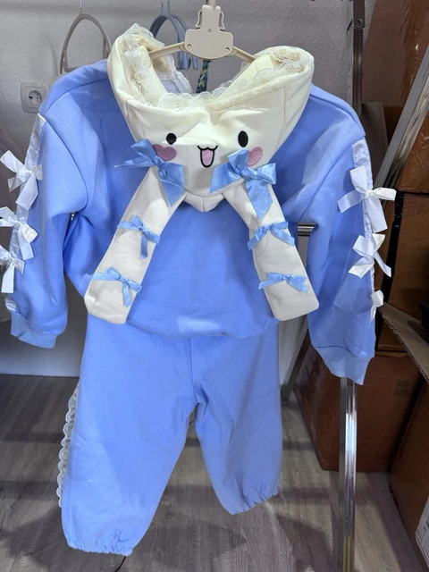 Solide Kinder Sweatsuit 2-teilig - Flanell Kapuzenj Produktbild-Vorschau 3