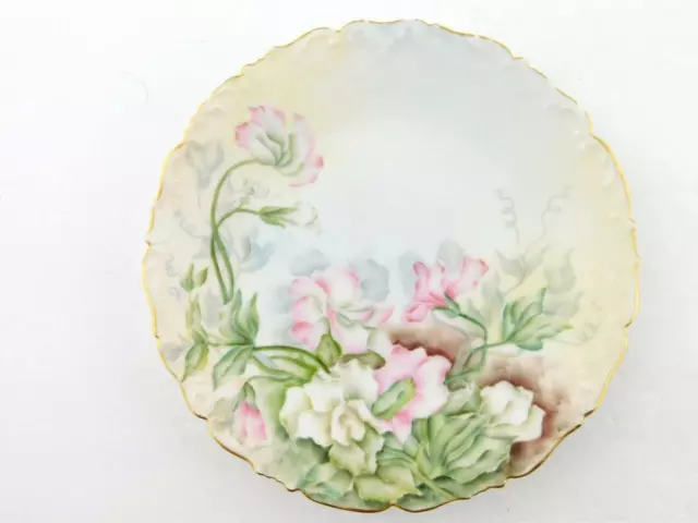 2 Hand Painted Tressmann and Vogt Plates JB Clarke Pink Floral Limoges GOOD COND 2