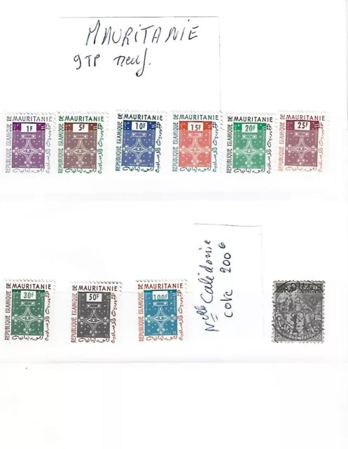 9 timbres neufs MAURITANIE +1 timbre Nelle Calédonie