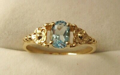 GENUINE SOLID 9ct YELLOW GOLD NATURAL BLUE TOPAZ DRESS RING GIFT BIRTHDAY