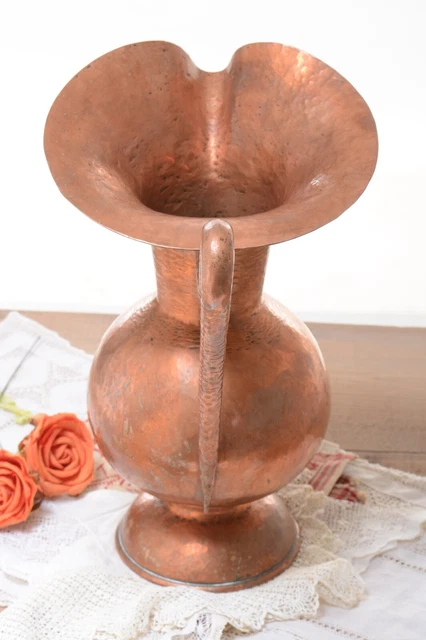 Bonita jarra vintage grande de cobre, jarrón de cobre Vintage copper pitcher 3