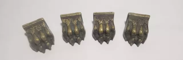 4 Antique Brass Lion's Paw Furniture Feet