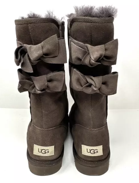 New~UGG Women's Allegra Bow II~Sheepskin Suede Boots~Chocolate Brown~ 7