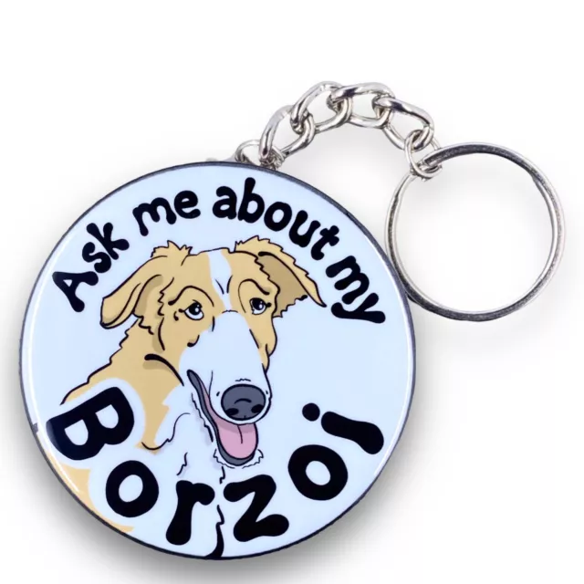 Tan Borzoi Keychain Ask Me About My Dog Key Ring Accessories Handmade