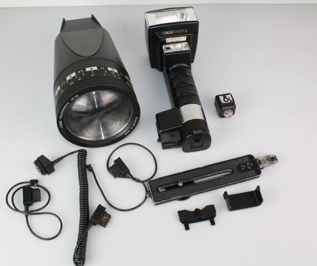 Metz 45 CT-5 Flash Unit w/ Metz Mecablitz Televorsatz 45-33 & Sync Cords more