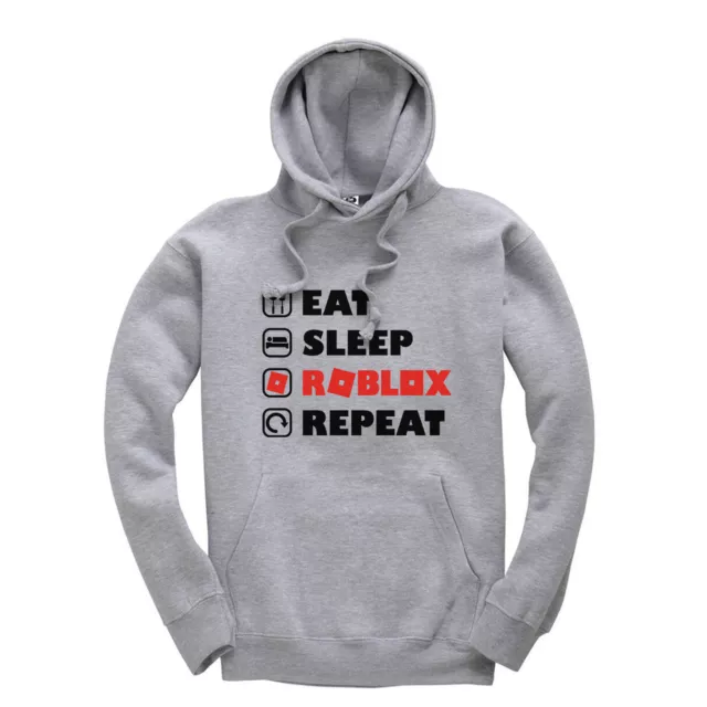 Eat Sleep Roblox Repeat Kids Hoodie Gaming Gamer Hooded Sweatshirt Childrens