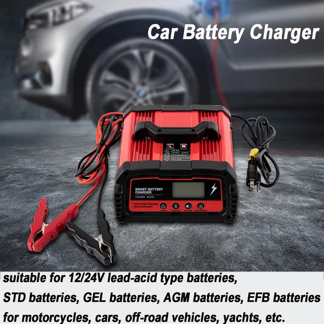 25A/10A/5A 4-stage Charging Car Battery Charger Automatic Charger 85% Efficiency