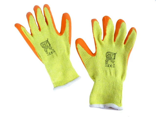 Orange Protective Safety Work Gloves Grip Glove with Latex Palm Coating