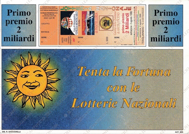1998 LOTTERIA Nazionale Tenta la Fortuna Venezia biglietto cartolina