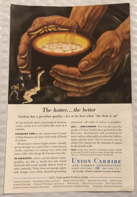 Vintage 1954 Union Carbide Original Print Ad Full Page - The Hotter The Better