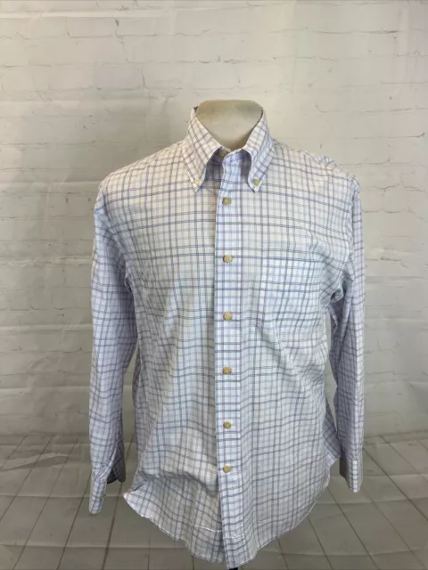 SPRING/SUMMER Canali Men's White Blue & Purple Plaid Dress Shirt L $295