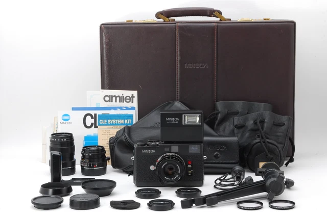 [Near MINT] Minolta CLE 40mm 28mm 90mm 3 Lens Flash Case etc Set from JAPAN