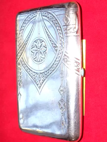 Original Russian Imperial Silver- 84 Cigarette Case Wonderful Box Antique Russia