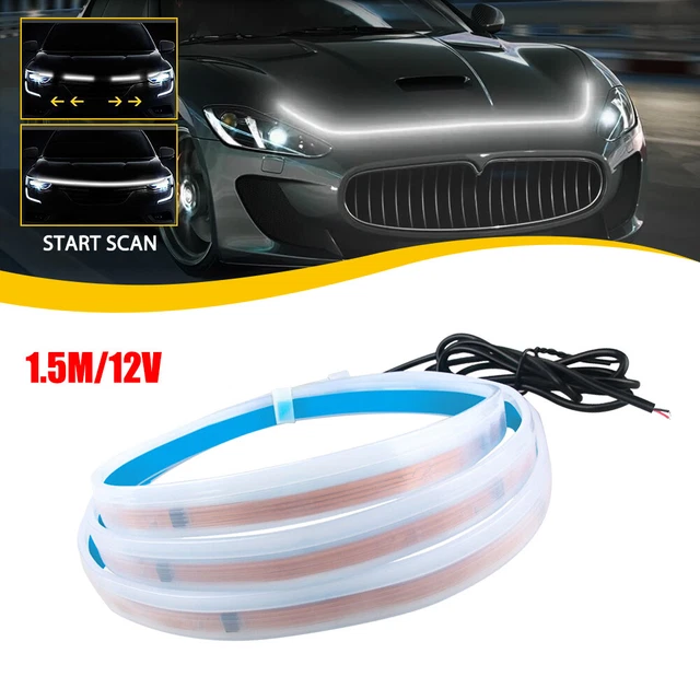 1.5M LED Daytime Running Light Strip Dynamic Scan Start Up Car Hood Lights White
