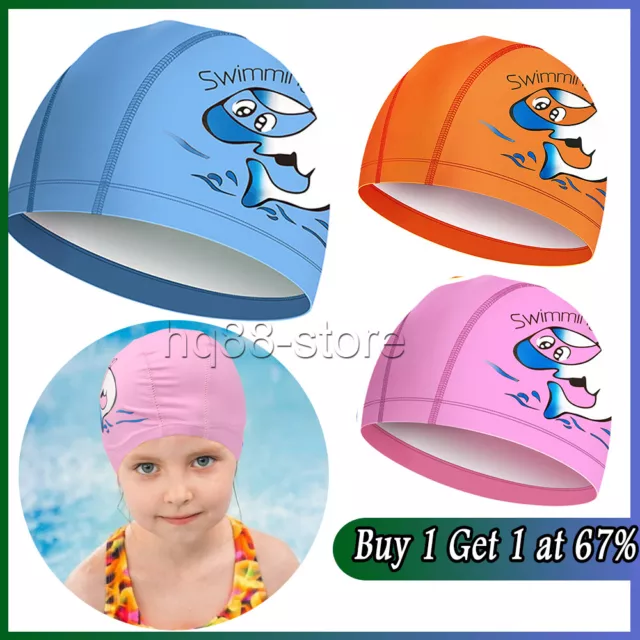 Kids Swimming Cap | Girls Boys Unisex Swim Pool Hat Waterproof Silicone Durable
