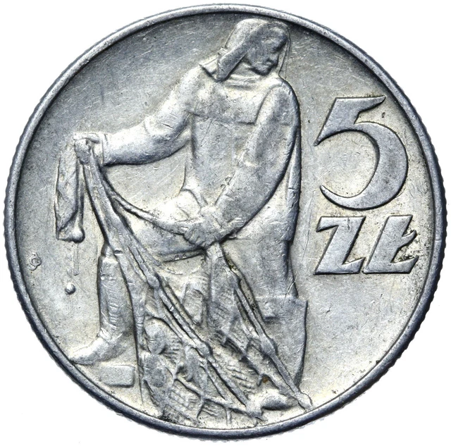 Polen - PRL - Münze - 5 Zloty Złotych 1974 - Fischer - Aluminium - Gosławski