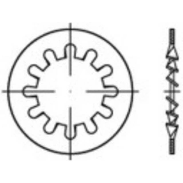 TOOLCRAFT 138376 Rondelle dentée Ø intérieur: 4.3 mm DIN 6797 Acier à ressort