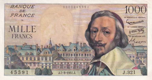 1000 Francs - Richelieu - 07-03-1957 - Série J.321 - F.42.25